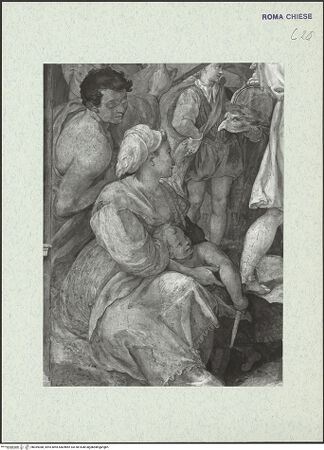 Vorderseite von ICCD [https://www.deutsche-digitale-bibliothek.de/content/lizenzen/rv-ez/] Szenen aus der Geschichte des heiligen Kreuzes und des OratoriumsHeraclius trägt das Kreuz im Büßergewand nach Jerusalem - Detail; nach der Restaurierung von 1963-64, bh369388_recto. Foto.