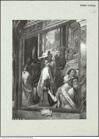 Vorderseite von ICCD [https://www.deutsche-digitale-bibliothek.de/content/lizenzen/rv-ez/] Szenen aus der Geschichte des heiligen Kreuzes und des OratoriumsUnter Gregor XIII gründet die Compagnia del Crocifisso Konvent und Kirche von Santa Chiara al Quirinale - Schrägsicht; nach der Restaurierung von 1963-64, bh369391_recto. Foto.