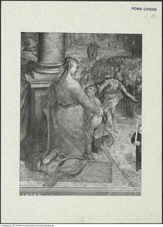 Vorderseite von ICCD [https://www.deutsche-digitale-bibliothek.de/content/lizenzen/rv-ez/] Szenen aus der Geschichte des heiligen Kreuzes und des OratoriumsKreuzesprozession zur Pestepidemie 1522 - Detail; nach der Restaurierung von 1963-64, bh369395_recto. Foto.