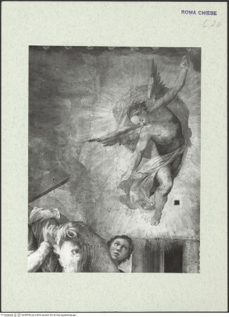 Vorderseite von ICCD [https://www.deutsche-digitale-bibliothek.de/content/lizenzen/rv-ez/] Szenen aus der Geschichte des heiligen Kreuzes und des OratoriumsEin Engel erscheint Kaiser Heraclius beim Einzug nach Jerusalem - Detail; nach der Restaurierung 1963-1964, bh369399_recto. Foto.