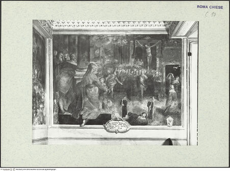 Vorderseite von ICCD [https://www.deutsche-digitale-bibliothek.de/content/lizenzen/rv-ez/] Szenen aus der Geschichte des heiligen Kreuzes und des OratoriumsKreuzesprozession zur Pestepidemie 1522 - Detail; nach der Restaurierung von 1963-64, bh369405_recto. Foto.