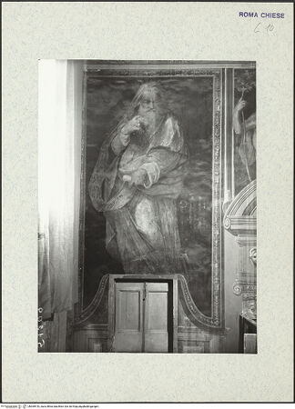 Vorderseite von ICCD [https://www.deutsche-digitale-bibliothek.de/content/lizenzen/rv-ez/] Szenen aus der Geschichte des heiligen Kreuzes und des Oratoriumszwei Propheten - Prophet der linken Chorwand; nach der Restaurierung von 1963-64, bh369410_recto. Foto.