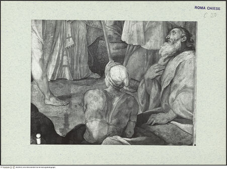 Vorderseite von ICCD [https://www.deutsche-digitale-bibliothek.de/content/lizenzen/rv-ez/] Szenen aus der Geschichte des heiligen Kreuzes und des OratoriumsHeraclius trägt das Kreuz im Büßergewand nach Jerusalem - Detail; nach der Restaurierung von 1963-64, bh369422_recto. Foto.