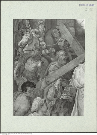 Vorderseite von ICCD [https://www.deutsche-digitale-bibliothek.de/content/lizenzen/rv-ez/] Szenen aus der Geschichte des heiligen Kreuzes und des OratoriumsHeraclius trägt das Kreuz im Büßergewand nach Jerusalem - Detail; nach der Restaurierung von 1963-64, bh369424_recto. Foto.