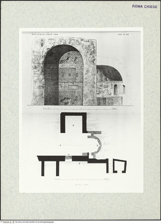 Vorderseite von unbekannt [https://rightsstatements.org/page/CNE/1.0/] privates Oratorium bei den Diokletiansthermen - Grundriss und Aufriss, bh370052_recto. Foto.