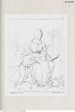 Vorderseite von Bibliotheca Hertziana [http://creativecommons.org/publicdomain/mark/1.0/] Reale Galleria di Firenze illustrata. 1. Quadri di StoriaBand 1."Madonna del cardellino" (Taf. 36) - , bh370303. Foto.