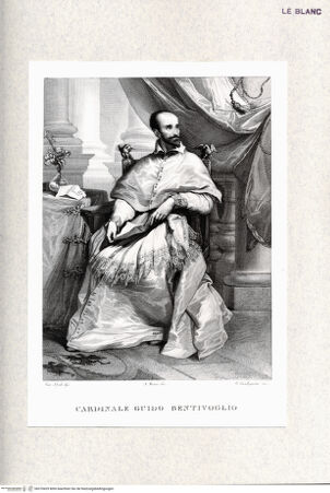 Vorderseite von Bibliotheca Hertziana [http://creativecommons.org/publicdomain/mark/1.0/] L'Imperiale e Reale Galleria Pitti / illustrata per cura di Luigi Bardi, Firenze : Tipografia Galileiana, 1837-1842, Band 1.Kardinal Guido Bentivoglio; (Taf. 117) - , bh370429. Foto.