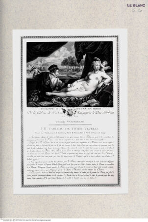 Vorderseite von Bibliotheca Hertziana [http://creativecommons.org/publicdomain/mark/1.0/] Galerie du Palais Royal gravée d'après les tableaux des differentes ecoles qui la composent: avec un abrégé de la vie des peintres und une description historique de chaque tableau par M.r l'Abbé de Fontenai dediée a S.A.S. Monseigneur le Duc d'Orleans Premier Prince du Sang par J. Couché Graveur de son Cabinet. A Paris Chez J. Couché, Graveur, Rue S.t. Hyacinthe, N.o 51. J. Bouilliard, Graveur, Rue S.t. Thomas du Louvre, N.o 23. MDCCLXXXVI. Avec Privilege du Roi.Philippe II. et sa Maitresse - , bh370486. Foto.