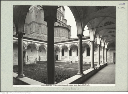 Vorderseite von Alinari [https://www.deutsche-digitale-bibliothek.de/content/lizenzen/rv-ez/] Santa Maria delle GrazieChiostrino - Ansicht von Nordosten, bh371318_recto. Foto.