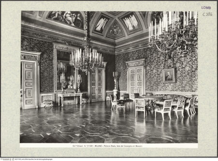 Vorderseite von Alinari [https://www.deutsche-digitale-bibliothek.de/content/lizenzen/rv-ez/] Palazzo RealeSala del Consiglio dei Ministri - Innenansicht, bh371933_recto. Foto.