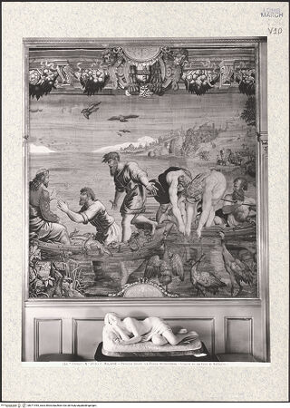 Vorderseite von Alinari [https://www.deutsche-digitale-bibliothek.de/content/lizenzen/rv-ez/] Bildteppichserie nach den sixtinischen TeppichenDer wunderbare Fischzug - Gesamtansicht, bh371945_recto. Foto.