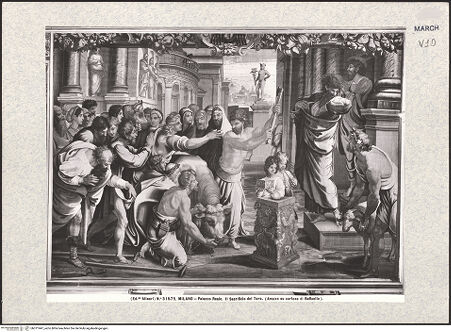 Vorderseite von Alinari [https://www.deutsche-digitale-bibliothek.de/content/lizenzen/rv-ez/] Bildteppichserie nach den sixtinischen TeppichenIn Lystra, Paulus und Barnabas zerreißen ihre Kleider und versuchen, das Opfer zu verhindern - Gesamtansicht, bh371947_recto. Foto.