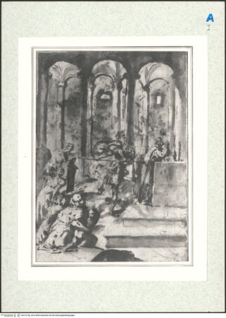 Vorderseite von Museum of Fine Arts Boston [https://www.deutsche-digitale-bibliothek.de/content/lizenzen/rv-ez/] Recto: Soldat ersticht einen vor dem Altar knienden Priester - , bh372756_recto. Foto.