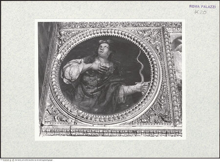 Vorderseite von Bibliotheca Hertziana [https://rightsstatements.org/page/CNE/1.0/] Szenen aus dem Alten Testament, Landschaften und TugenddarstellungenJustitia (?) - , bh374565_recto. Foto.