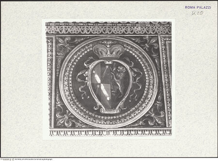 Vorderseite von Bibliotheca Hertziana [https://rightsstatements.org/page/CNE/1.0/] Szenen aus dem Alten Testament, Landschaften und TugenddarstellungenWappen der Torlonia-Sforza-Cesarini - , bh374568_recto. Foto.