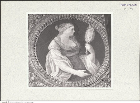 Vorderseite von Bibliotheca Hertziana [https://rightsstatements.org/page/CNE/1.0/] Szenen aus dem Alten Testament, Landschaften und TugenddarstellungenPrudentia - , bh374569_recto. Foto.