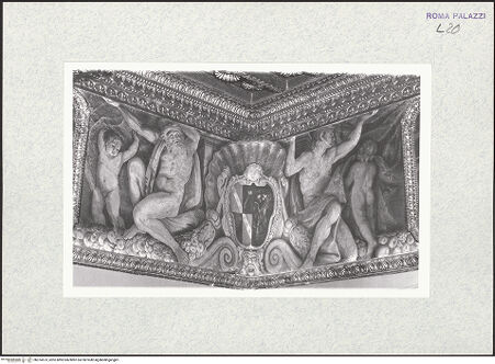 Vorderseite von Bibliotheca Hertziana [https://www.deutsche-digitale-bibliothek.de/content/lizenzen/rv-fz/] Szenen aus dem Leben des Johannes des TäufersAtlanten mit Wappen der Torlonia-Sforza-Cesarini - , bh374573_recto. Foto.