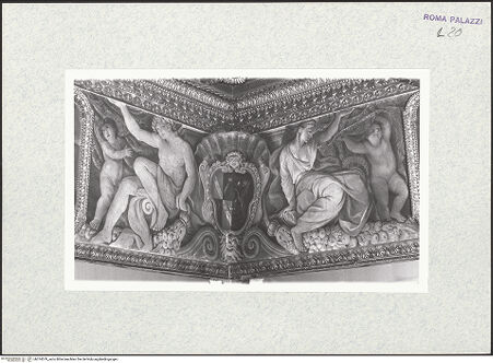 Vorderseite von Bibliotheca Hertziana [https://www.deutsche-digitale-bibliothek.de/content/lizenzen/rv-fz/] Szenen aus dem Leben des Johannes des TäufersAtlant und Karyatide mit Wappen der Torlonia-Sforza-Cesarini - , bh374579_recto. Foto.