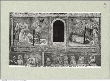 Vorderseite von Alinari [https://www.deutsche-digitale-bibliothek.de/content/lizenzen/rv-ez/] Szenen aus dem Alten TestamentSüdwand, Bildfeld 6 und 7: Jakobs Traum; die zwei Träume Josefs - Gesamtansicht, bh375137_recto. Foto.