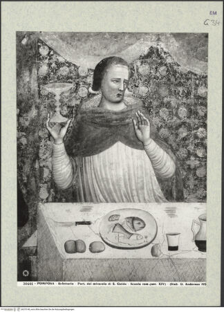 Vorderseite von Alinari [https://www.deutsche-digitale-bibliothek.de/content/lizenzen/rv-ez/] Thronender Christus mit Maria und Heiligen, das Abendmahl, das Guido-Wunder, Christus am ÖlbergOstwand: Christus zwischen Maria, Johannes dem Täufer und die Heiligen Benedikt und Guido; das Abendmahl; das Guido-WunderOstwand, rechtes Feld: das Guido-Wunder - Detail, Gebeardo, Erzbischof von Ravenna, bh375148_recto. Foto.