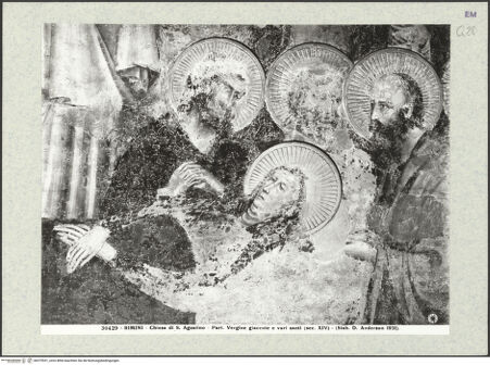 Vorderseite von Alinari [https://www.deutsche-digitale-bibliothek.de/content/lizenzen/rv-ez/] Szenen aus dem MarienlebenMarientod - Detail: Maria auf ihrem Sterbebett und drei um sie versammelte Apostel, bh375531_recto. Foto: Anderson, Domenico.