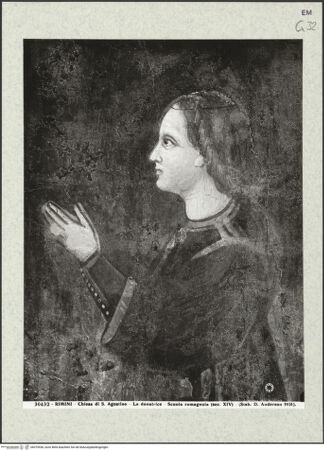 Vorderseite von Alinari [https://www.deutsche-digitale-bibliothek.de/content/lizenzen/rv-ez/] Szenen aus dem MarienlebenJüngere Stifterin - Detail (nach der Restaurierung), bh375536_recto. Foto.