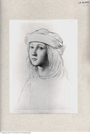 Vorderseite von Bibliotheca Hertziana [http://creativecommons.org/publicdomain/mark/1.0/] Rafael von Urbino und sein Vater Giovanni SantiTeil 3: Atlas (Abbildungen)Selbstbildnis Raphaels; (Taf. IV) - , bh375770. Foto.