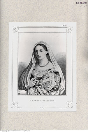 Vorderseite von Bibliotheca Hertziana [http://creativecommons.org/publicdomain/mark/1.0/] Rafael von Urbino und sein Vater Giovanni SantiTeil 3: Atlas (Abbildungen)Raphaels Geliebte; (Taf. VI) - , bh375772. Foto.