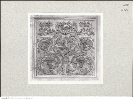 Vorderseite von Bibliotheca Hertziana [https://www.deutsche-digitale-bibliothek.de/content/lizenzen/rv-fz/] Cappella Filomarino (dell'Annunziata)Akanthusornament - Relief links, bh375823_recto. Foto.