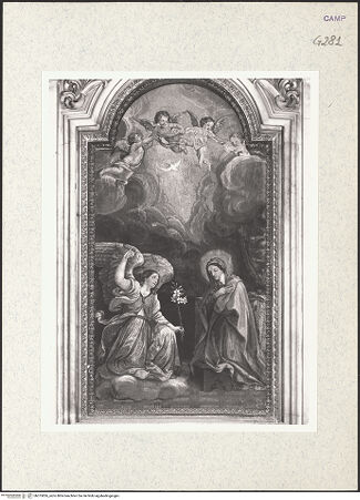 Vorderseite von Bibliotheca Hertziana [https://www.deutsche-digitale-bibliothek.de/content/lizenzen/rv-fz/] Verkündigung - Gesamtansicht, bh375826_recto. Foto.