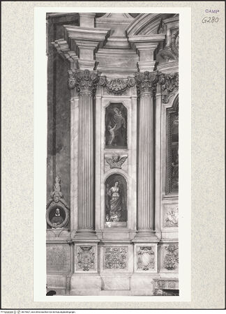 Vorderseite von Bibliotheca Hertziana [https://www.deutsche-digitale-bibliothek.de/content/lizenzen/rv-fz/] Cappella Filomarino (dell'Annunziata)Architektonische Rahmung - Dekoration - Detail: linke Achse, bh375827_recto. Foto.