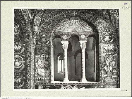 Vorderseite von Alinari [https://www.deutsche-digitale-bibliothek.de/content/lizenzen/rv-ez/] Dekoration des PresbyteriumsDie Evangelisten Johannes und Lukas, Jeremia, Szenen aus dem Leben von Moses und AbrahamWeinrebe, die aus einer Vase sprießt, umgeben von Vögeln; Kreuz; die Evangelisten Johannes und Lukas - Gesamtansicht, bh375995_recto. Foto.