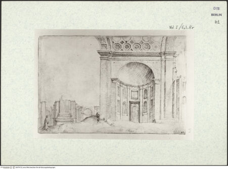 Vorderseite von Kupferstichkabinett Berlin SMB-PK [https://www.deutsche-digitale-bibliothek.de/content/lizenzen/rv-ez/] Heemskerck-Album IBaustelle von Neu-Sankt Peter - , bh376122_recto. Foto.