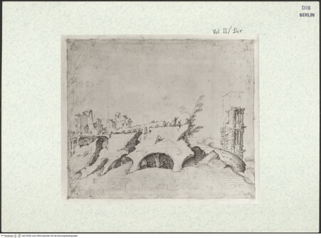 Vorderseite von Kupferstichkabinett Berlin SMB-PK [https://www.deutsche-digitale-bibliothek.de/content/lizenzen/rv-ez/] Heemskerck-Album IICircus Maximus und Septizonium Severi - , bh376200_recto. Foto.