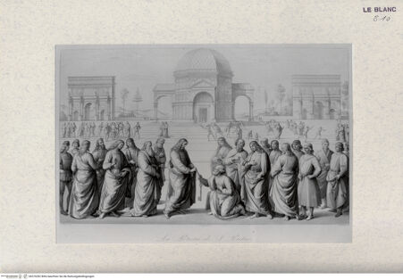 Vorderseite von Landesbildstelle Rheinland [http://creativecommons.org/publicdomain/mark/1.0/] Die Schlüsselübergabe (aus einer Serie von 12 Blatt verschiedener Stecher nach den Wandfresken der Cappella Sistina) - , bh376282. Foto.