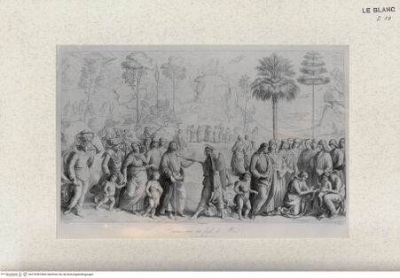 Vorderseite von Landesbildstelle Rheinland [http://creativecommons.org/publicdomain/mark/1.0/] Moses in Ägypten; die Beschneidung seiner Söhne (aus einer Serie von 12 Blatt versch. Stecher nach den Wandfresken der Cappella Sistina) - , bh376283. Foto.