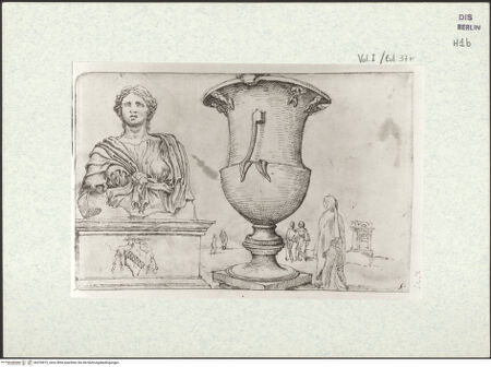 Vorderseite von Kupferstichkabinett Berlin SMB-PK [https://www.deutsche-digitale-bibliothek.de/content/lizenzen/rv-ez/] Heemskerck-Album IVerschiedene Studien - , bh376815_recto. Foto.