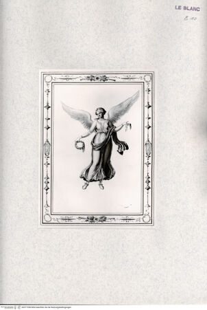 Vorderseite von Veste Coburg [http://creativecommons.org/publicdomain/mark/1.0/] "Auswahl antiker Gemälde ... vom Grafen Caylus" ... , Drei Hefte, insgesamt 23 Blatt, 1798Eine der vier geflügelten Figuren an der Decke des Begräbniszimmers (Heft 1) - , bh377358. Foto.