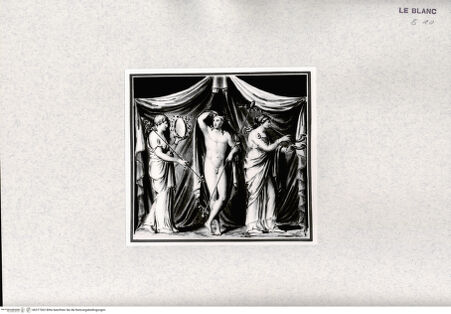 Vorderseite von Veste Coburg [http://creativecommons.org/publicdomain/mark/1.0/] "Auswahl antiker Gemälde ... vom Grafen Caylus" ... , Drei Hefte, insgesamt 23 Blatt, 1798Bacchus zwischen Mänaden (Heft 2) - , bh377362. Foto.