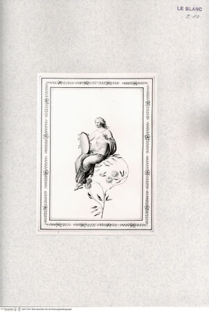 Vorderseite von Veste Coburg [http://creativecommons.org/publicdomain/mark/1.0/] "Auswahl antiker Gemälde ... vom Grafen Caylus" ... , Drei Hefte, insgesamt 23 Blatt, 1798Junge Frau mit Tamburin (Heft 3) - , bh377367. Foto.