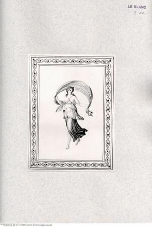 Vorderseite von Veste Coburg [http://creativecommons.org/publicdomain/mark/1.0/] "Auswahl antiker Gemälde ... vom Grafen Caylus" ... , Drei Hefte, insgesamt 23 Blatt, 1798Tänzerin (Heft 3) - , bh377373. Foto.