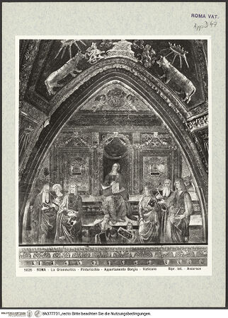 Vorderseite von Alinari [https://www.deutsche-digitale-bibliothek.de/content/lizenzen/rv-ez/] Wand- und Deckendekoration der Sala delle Scienze e delle Arti LiberaliPersonifikation der Grammatik - , bh377731_recto. Foto.