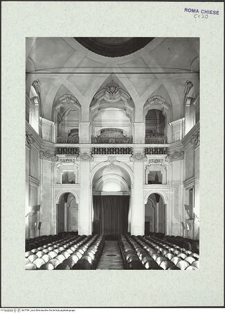 Vorderseite von ICCD [https://www.deutsche-digitale-bibliothek.de/content/lizenzen/rv-ez/] Santa Maria in VallicellaOratorio di San Filippo NeriSala Borromini - Eingangswand mit Emporen, bh377891_recto. Foto.