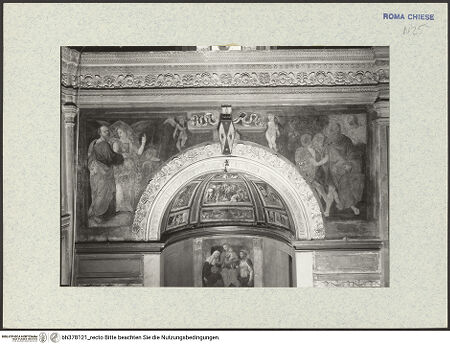 Vorderseite von ICCD (GFN) [https://www.deutsche-digitale-bibliothek.de/content/lizenzen/rv-ez/] Bekehrung Pauli und Befreiung Petri sowie Wapopen der Ponzetti - Eingangsbogen, Gesamtansicht, bh378121_recto. Foto.