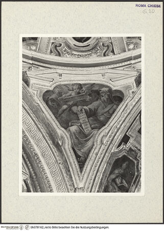 Vorderseite von Sopr. BAS ROMA [https://www.deutsche-digitale-bibliothek.de/content/lizenzen/rv-ez/] PassionszyklusPendentifbild: Prophet und Engel mit Spruchbändern - , bh378162_recto. Foto.