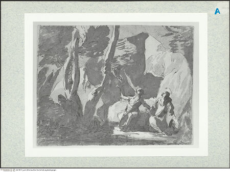 Vorderseite von Bowdoin College Museum of Art [https://www.deutsche-digitale-bibliothek.de/content/lizenzen/rv-ez/] Der Heilige Antonius sucht den Heiligen Paulus in der Wüste auf - , bh378317_recto. Foto.