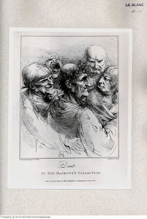 Vorderseite von Bibliotheca Hertziana [http://creativecommons.org/publicdomain/mark/1.0/] Original designs of the most celebrated masters of the Bolognese, Roman, Florentine, and Venetian schools, comprising some of the works of Leonardo da Vinci, the Carracci, Claude Lorrain, Raphael ... in His Majesty's Collection; engraved by Bartolozzi, P. W. Tomkins ... ; with biographical and historical sketches of L. da Vinci and the CaracciTaf. [7] Fünf groteske Köpfe - , bh378732. Foto.