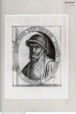 Vorderseite von Bibliotheca Hertziana [http://creativecommons.org/publicdomain/mark/1.0/] Porträt Michelangelos mit dem Filzhut im Oval im umgekehrten Sinne - , bh378750. Foto.