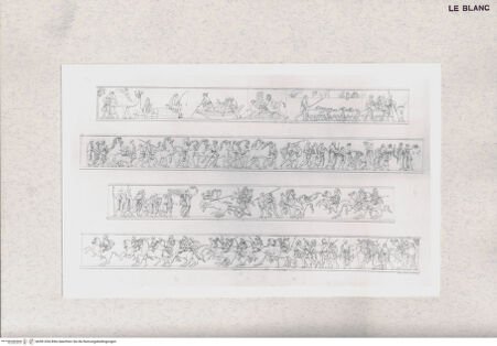 Vorderseite von Bibliotheca Hertziana [http://creativecommons.org/publicdomain/mark/1.0/] Der Einzug Alexanders des Großen in Babylon. Marmorfries von B. Thorwaldsen. Nach Zeichnungen von F. Overbeck in Kupfer gestochen von S. Amsler. Hrsg. von Hermann Lücke. 4. Aufl. Neue Ausg. Leipzig : Dürr, 1882. 5 S. : Ill.Controfrontespizio: Gesamtdarstellung des Frieses in vier waagerechten Reliefstreifen - , bh381204. Foto.