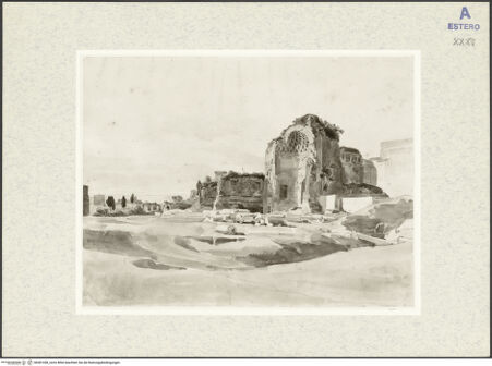 Vorderseite von Staatliche Kunsthalle [https://rightsstatements.org/page/CNE/1.0/] Tempel der Venus und Roma zu Rom - , bh381438_recto. Foto.